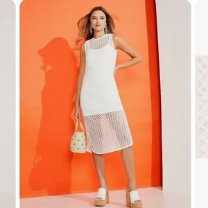 1State White Crochet Sleeveless Dress